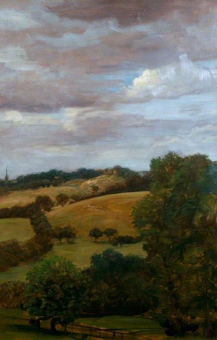 Wikioo.org - The Encyclopedia of Fine Arts - Painting, Artwork by Alphonse Legros - Hilly Landscape