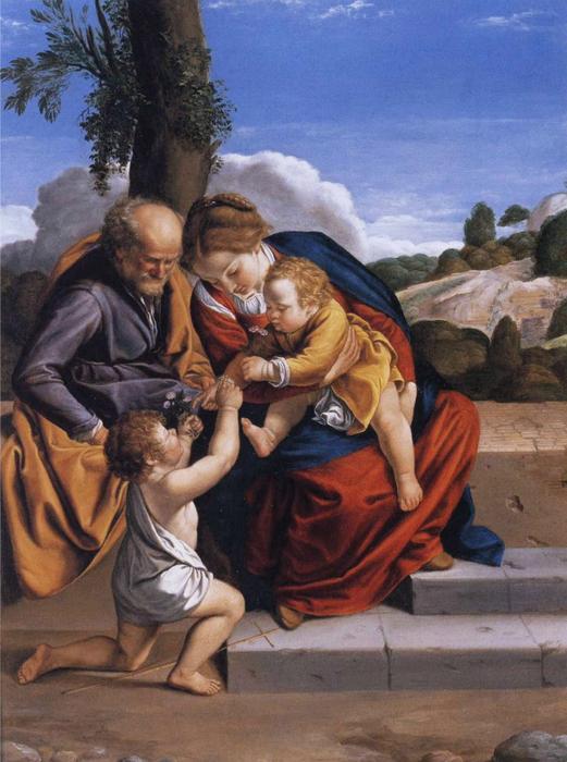 Wikioo.org - The Encyclopedia of Fine Arts - Painting, Artwork by Orazio Gentileschi - Holy Family with the Infant Saint John the Baptist