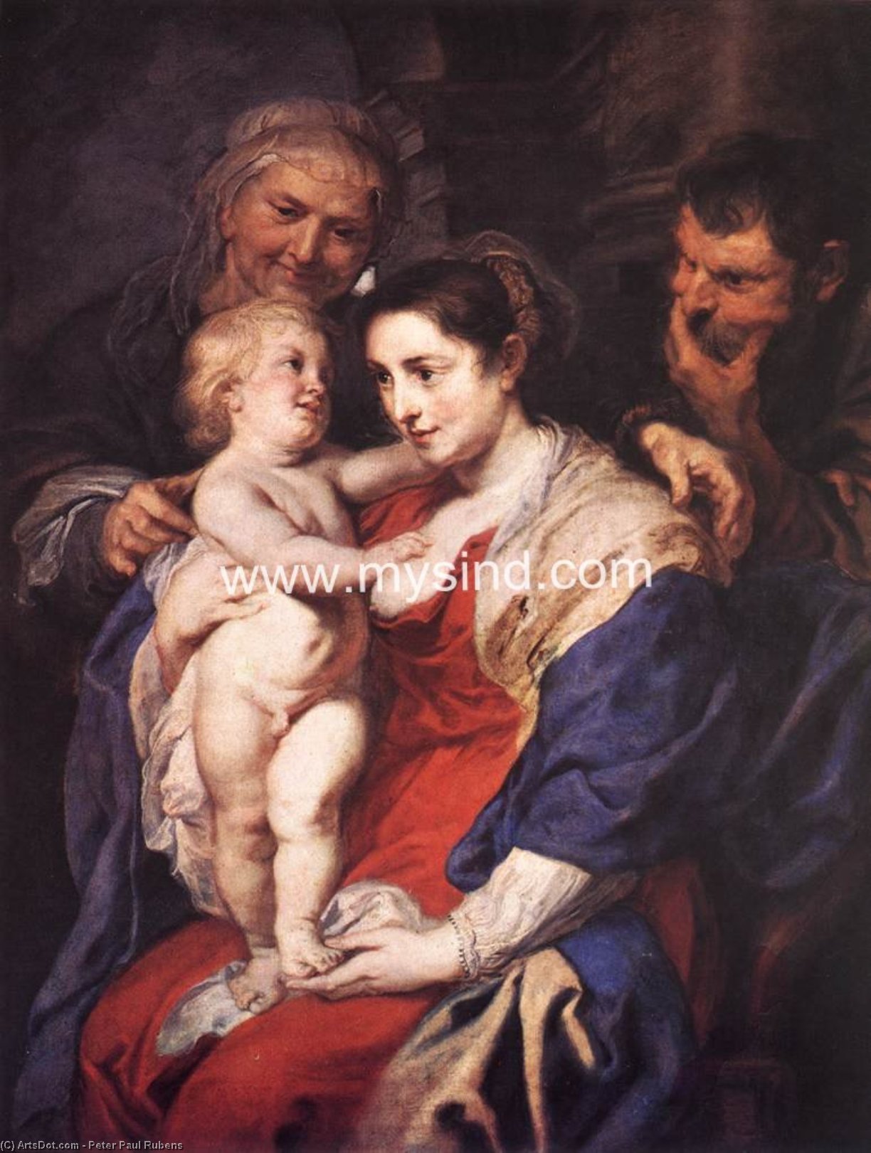 Wikoo.org - موسوعة الفنون الجميلة - اللوحة، العمل الفني Peter Paul Rubens - The Holy Family with St. Anne