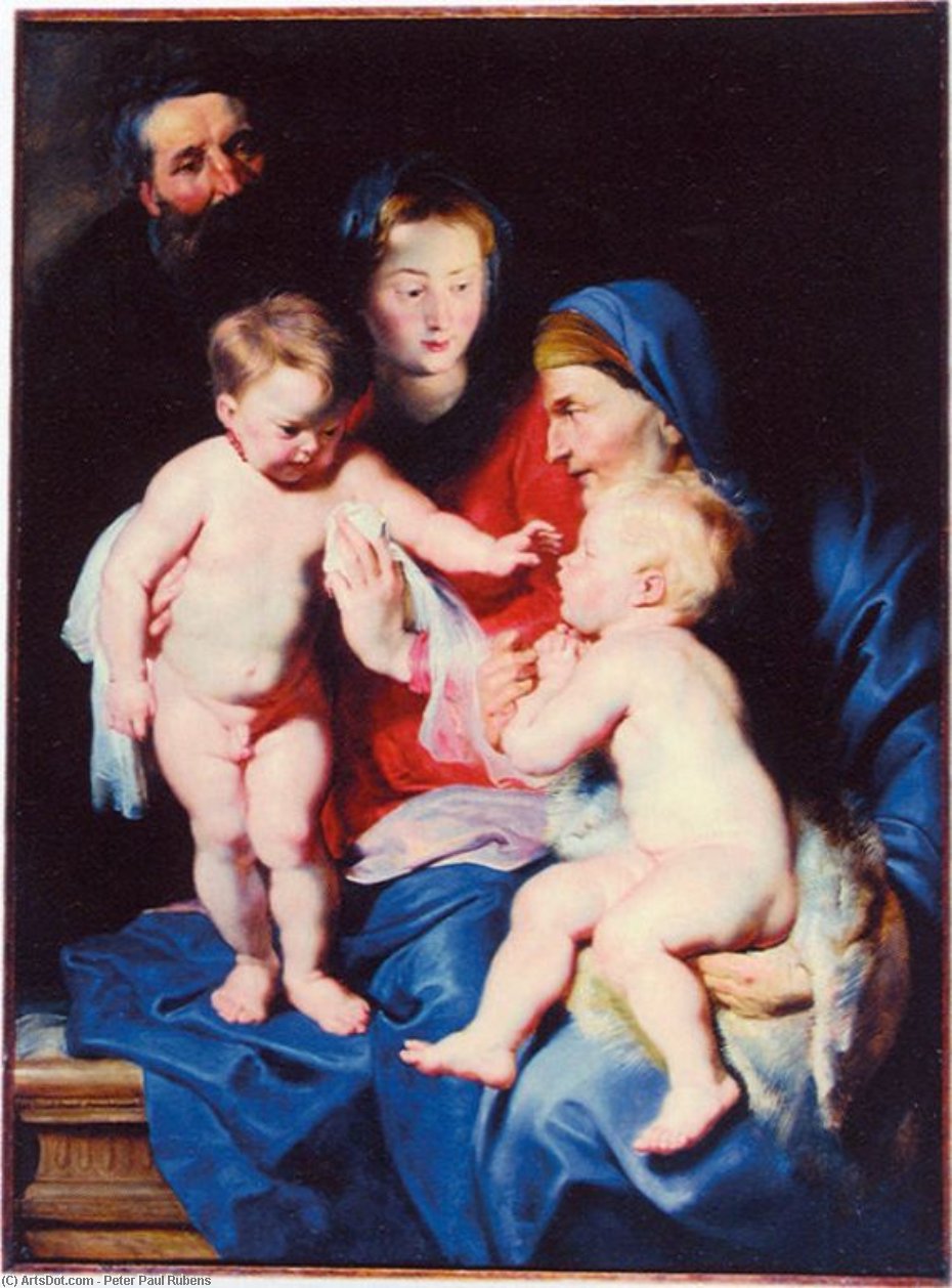 WikiOO.org - אנציקלופדיה לאמנויות יפות - ציור, יצירות אמנות Peter Paul Rubens - Holy Family with St Elizabeth and St John the Baptist