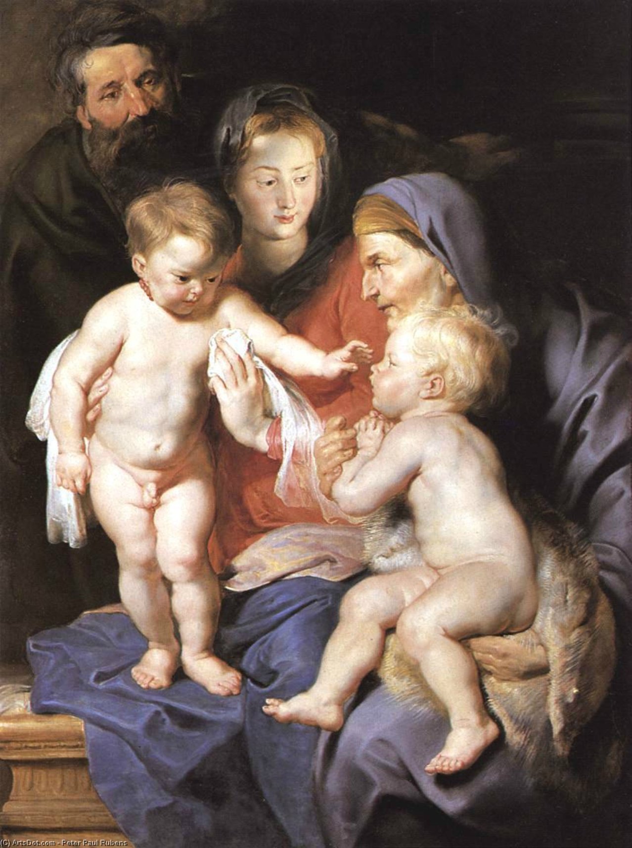 Wikioo.org - The Encyclopedia of Fine Arts - Painting, Artwork by Peter Paul Rubens - The Holy Family with Sts Elizabeth and John the Baptist