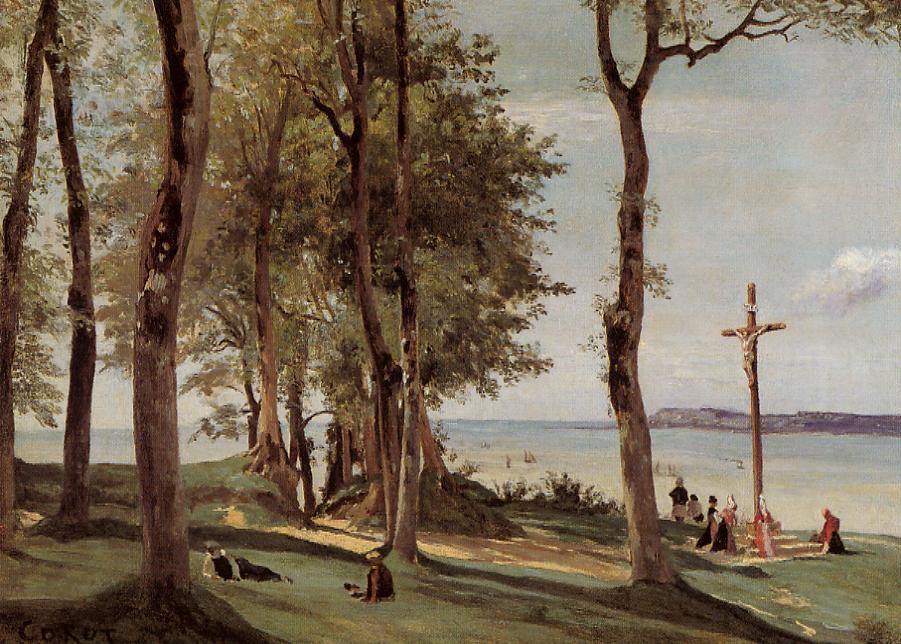 WikiOO.org - Encyclopedia of Fine Arts - Festés, Grafika Jean Baptiste Camille Corot - Honfleur - Calvary on the Cote de Grace
