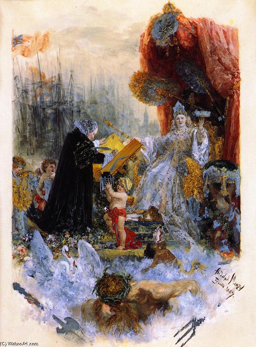 WikiOO.org - Encyclopedia of Fine Arts - Lukisan, Artwork Adolph Menzel - Honorary Citizen's Diploma from Hamburg City Council to G.C. Schwabe