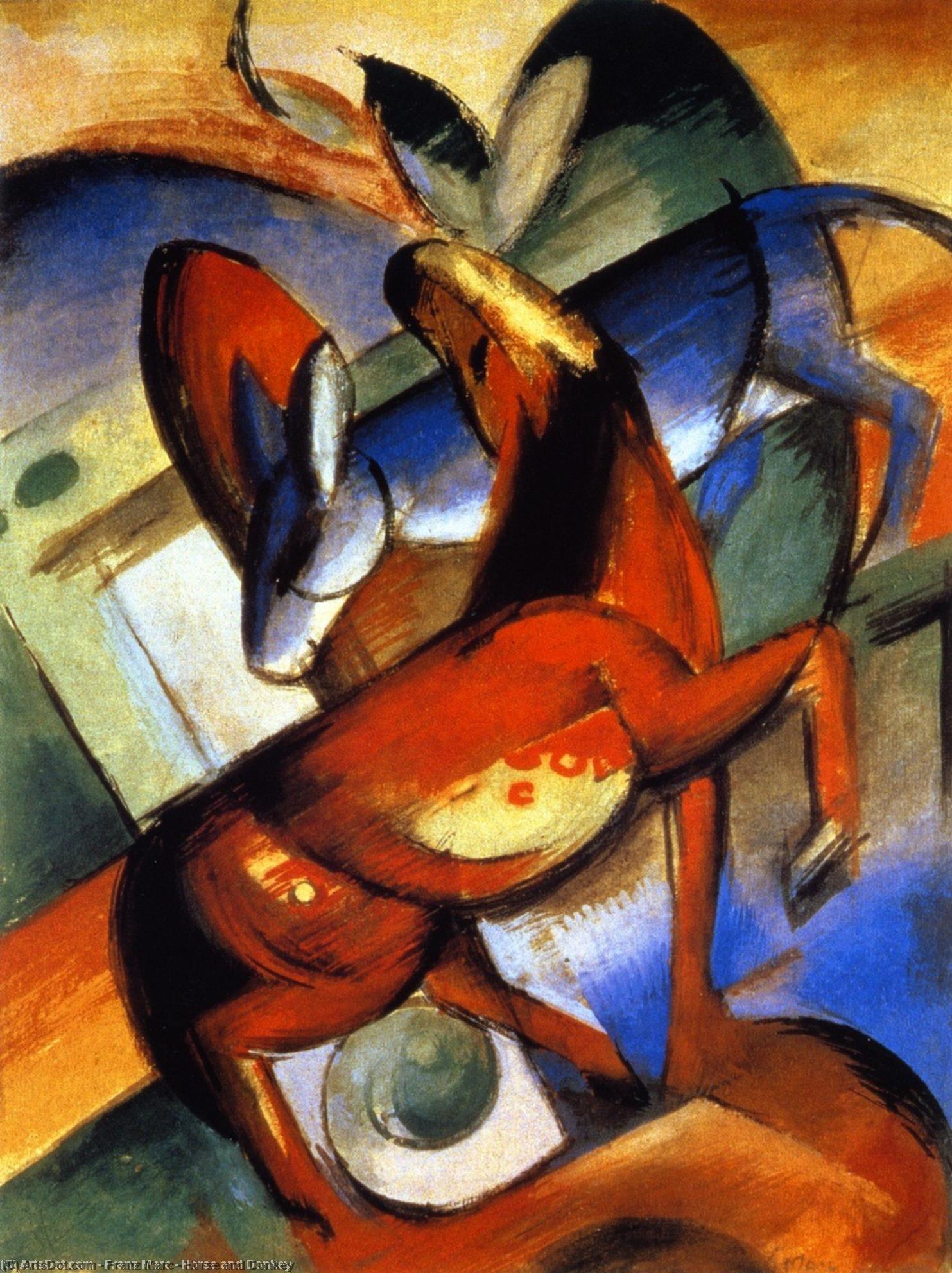 Wikioo.org - The Encyclopedia of Fine Arts - Painting, Artwork by Franz Marc - Horse and Donkey