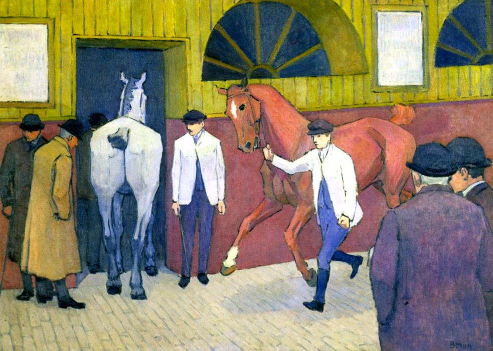 Wikioo.org - The Encyclopedia of Fine Arts - Painting, Artwork by Robert Bevan - The Horse Mart (Barbican No. 1)