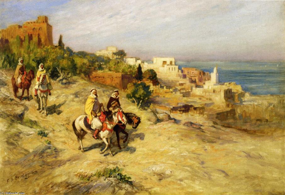 Wikioo.org - The Encyclopedia of Fine Arts - Painting, Artwork by Frederick Arthur Bridgman - Horsemen on a Coastal Path, Algiers