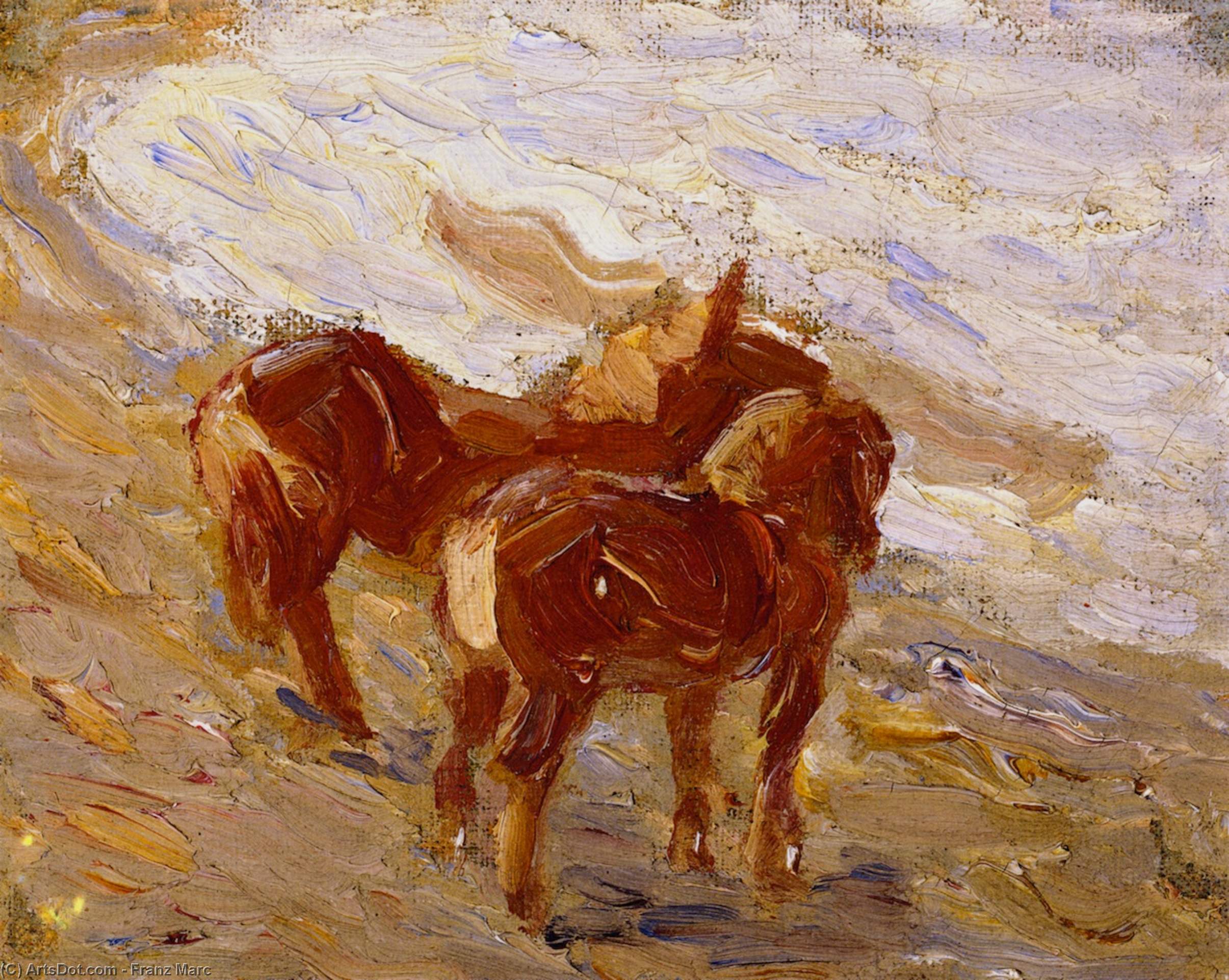 Wikioo.org - The Encyclopedia of Fine Arts - Painting, Artwork by Franz Marc - Horses by the Sea