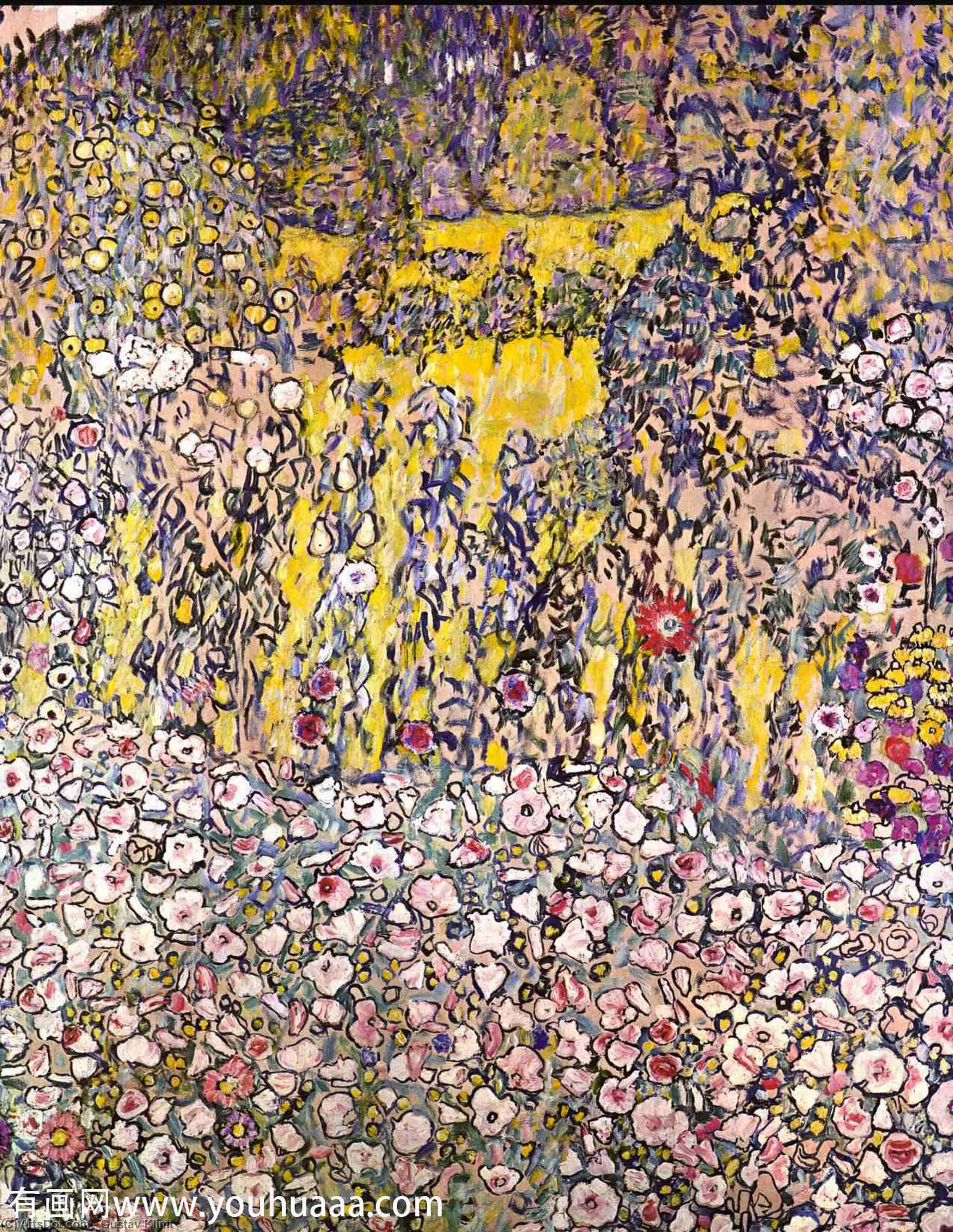 Wikioo.org - The Encyclopedia of Fine Arts - Painting, Artwork by Gustav Klimt - Horticultural landscape with a hilltop