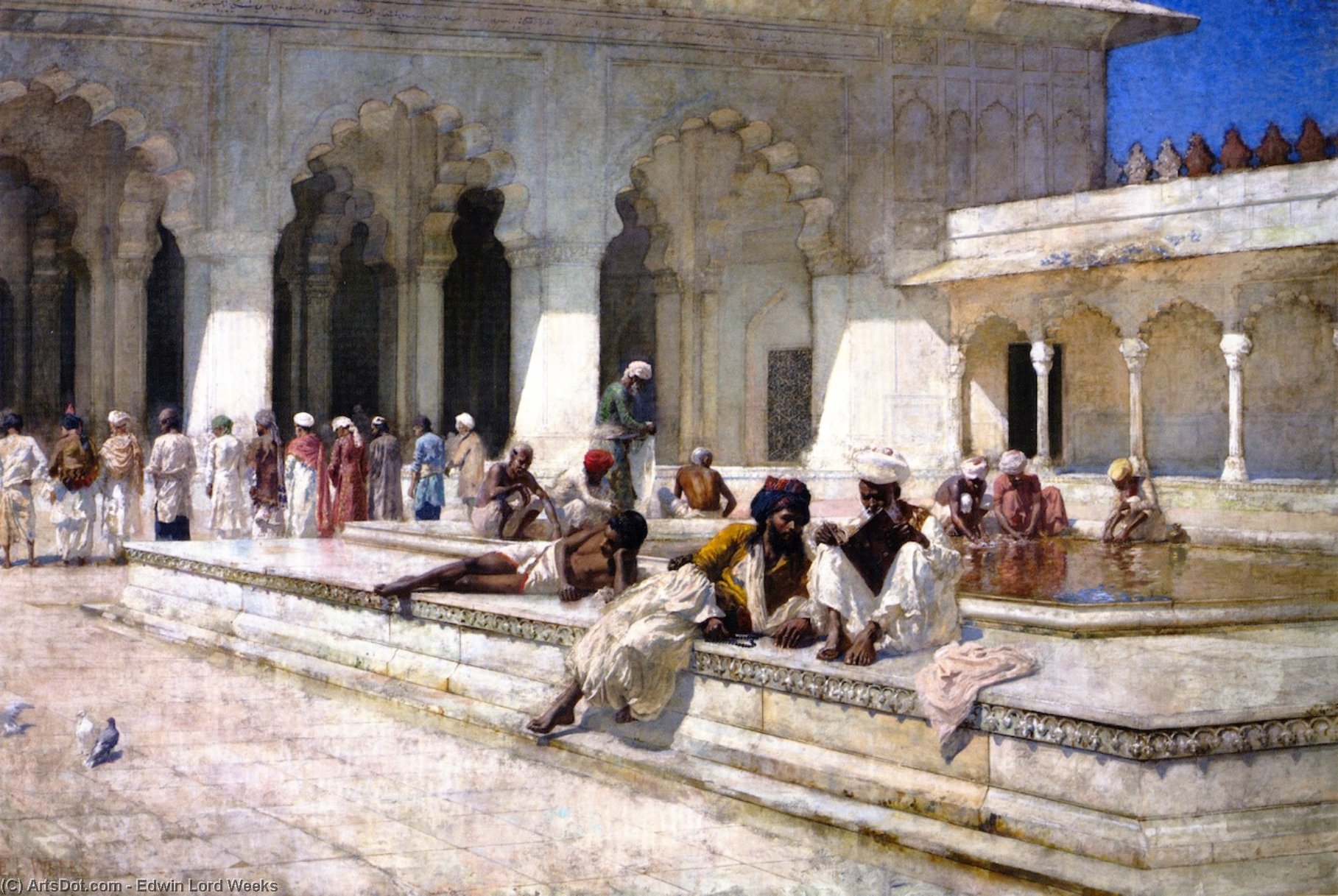 Wikoo.org - موسوعة الفنون الجميلة - اللوحة، العمل الفني Edwin Lord Weeks - The Hour of Prayer at Moti Mushid (The Pearl Mosque), Agra
