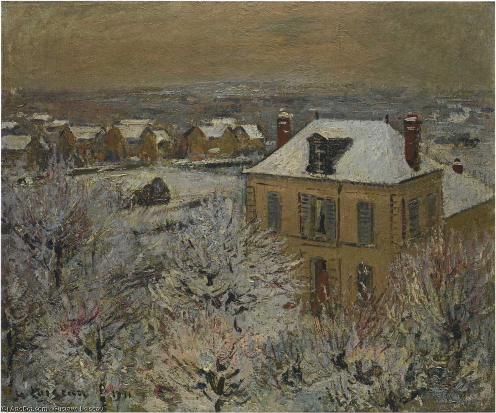 Wikioo.org - The Encyclopedia of Fine Arts - Painting, Artwork by Gustave Loiseau - House in Winter