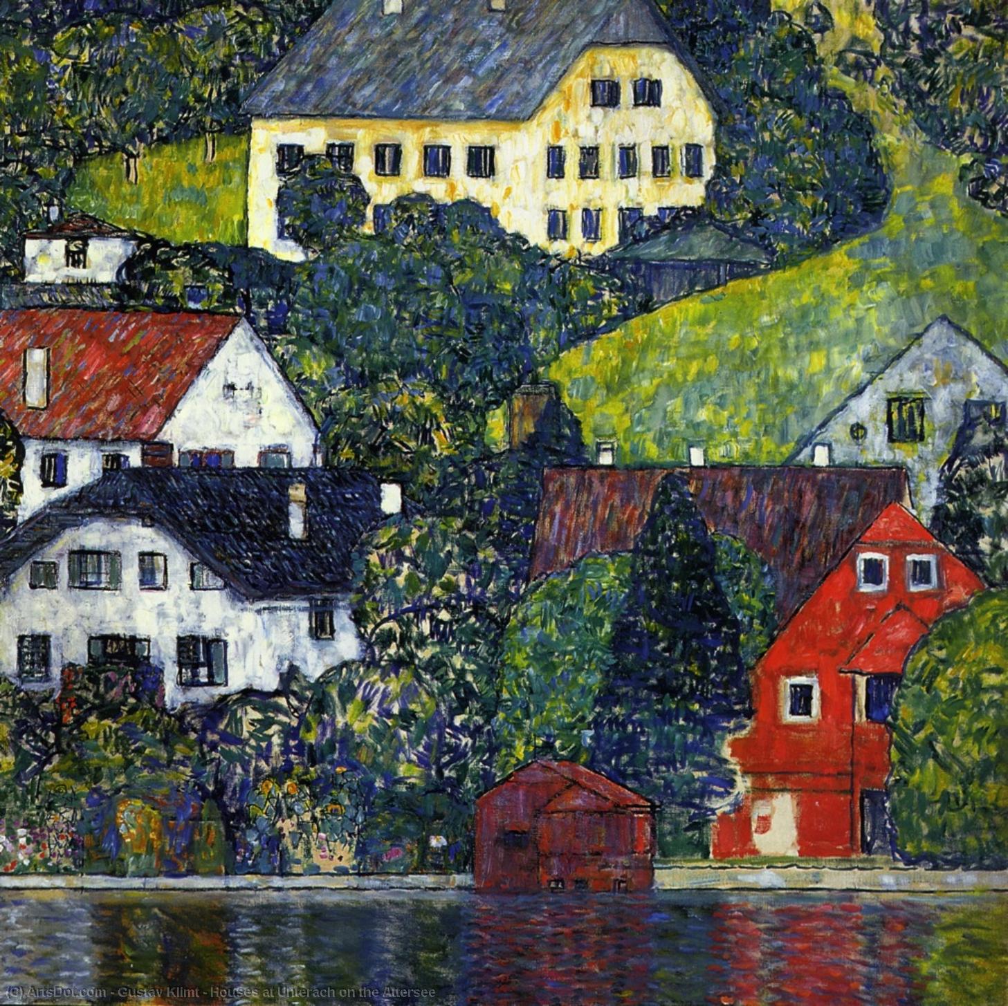 Wikioo.org - The Encyclopedia of Fine Arts - Painting, Artwork by Gustav Klimt - Houses at Unterach on the Attersee