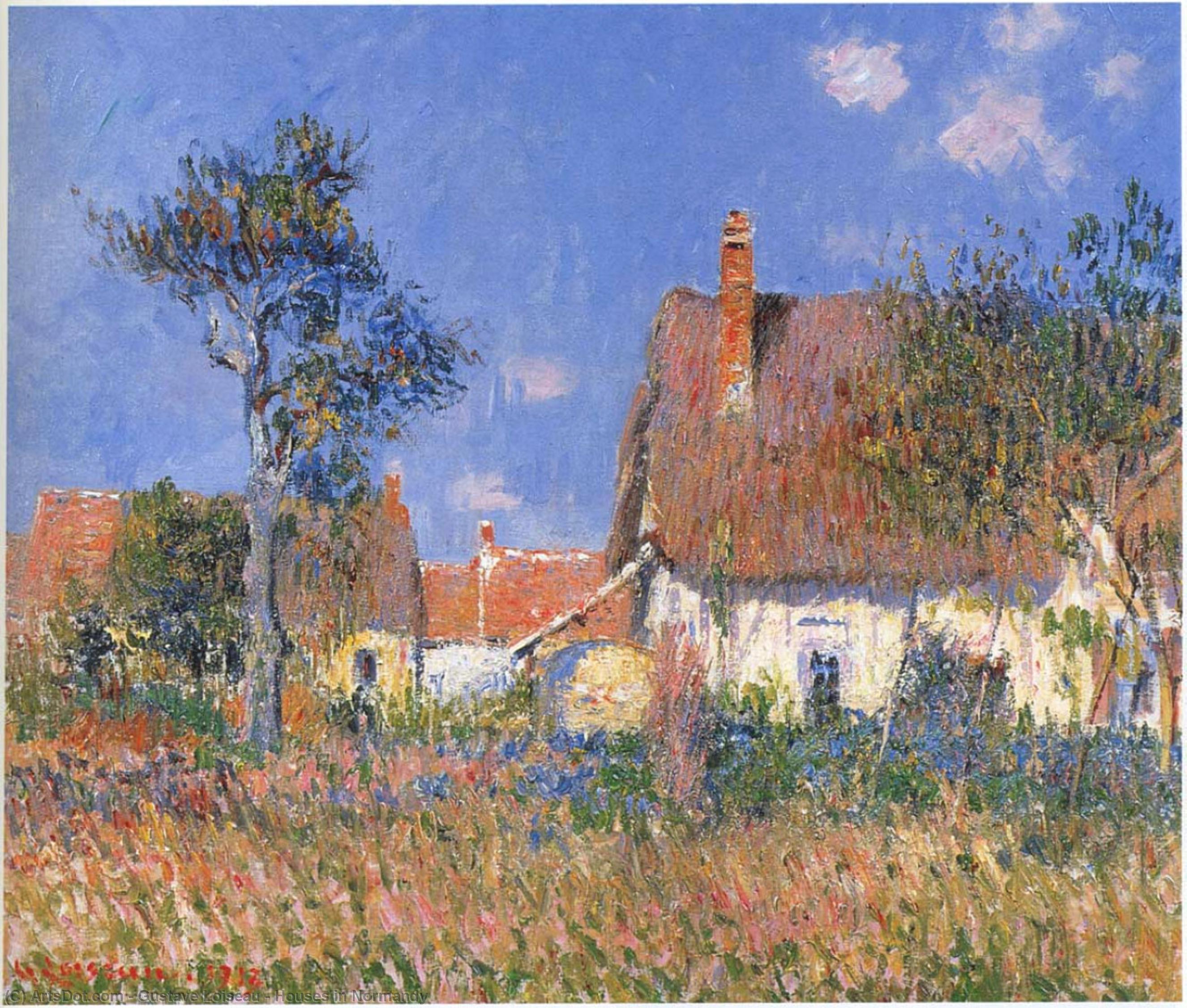 Wikioo.org - The Encyclopedia of Fine Arts - Painting, Artwork by Gustave Loiseau - Houses in Normandy