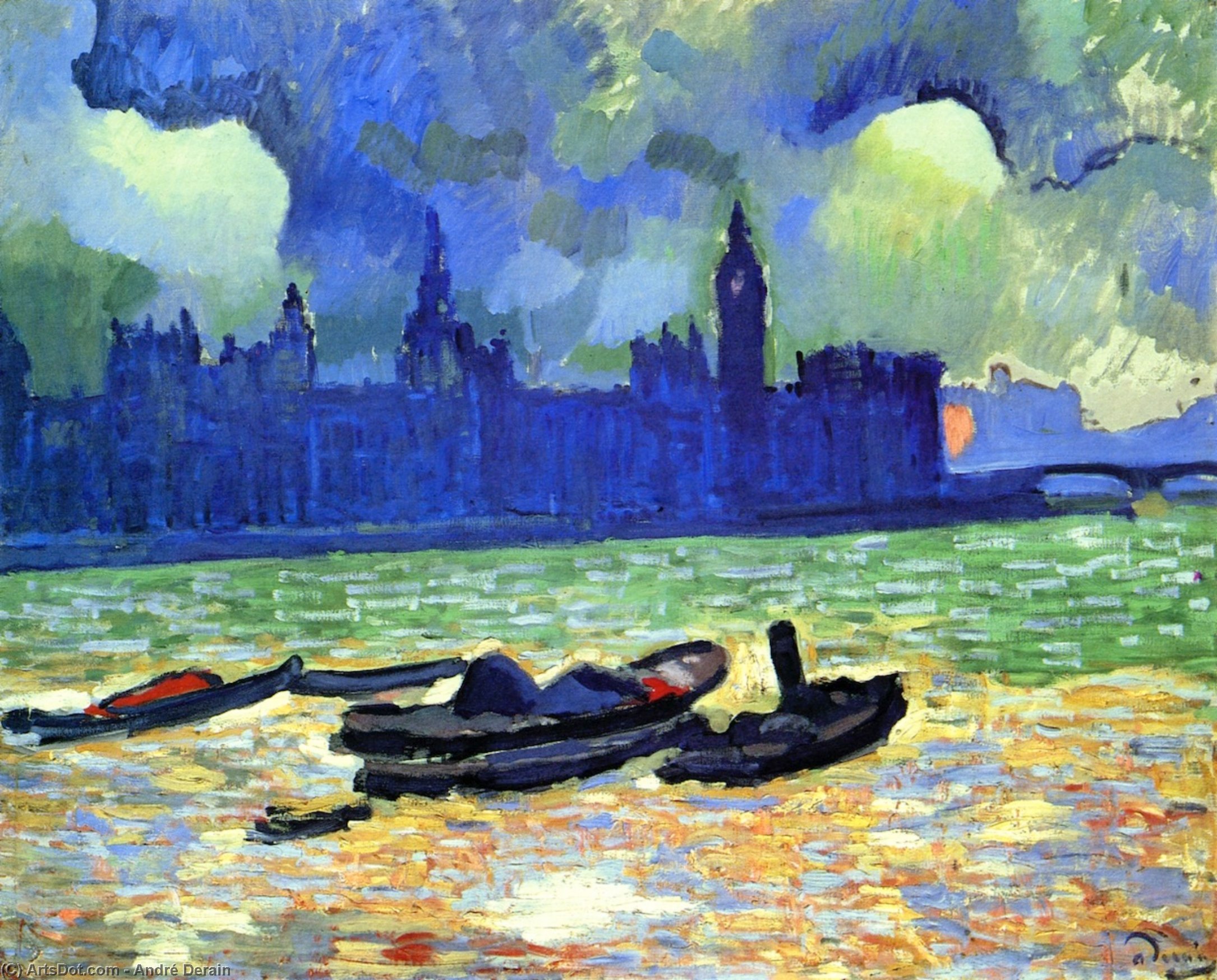 Wikioo.org - สารานุกรมวิจิตรศิลป์ - จิตรกรรม André Derain - Houses of Parliament at Night, London