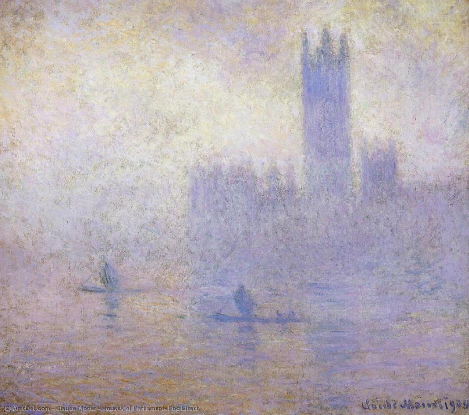 Wikioo.org - The Encyclopedia of Fine Arts - Painting, Artwork by Claude Monet - Houses of Parliament, Fog Effect