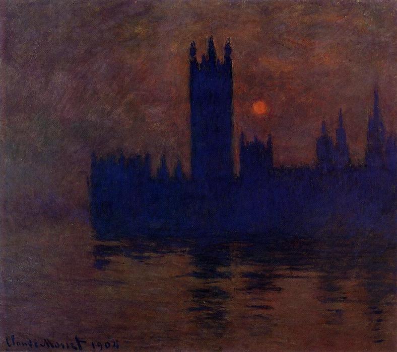 Wikioo.org - The Encyclopedia of Fine Arts - Painting, Artwork by Claude Monet - Houses of Parliament, Sunset