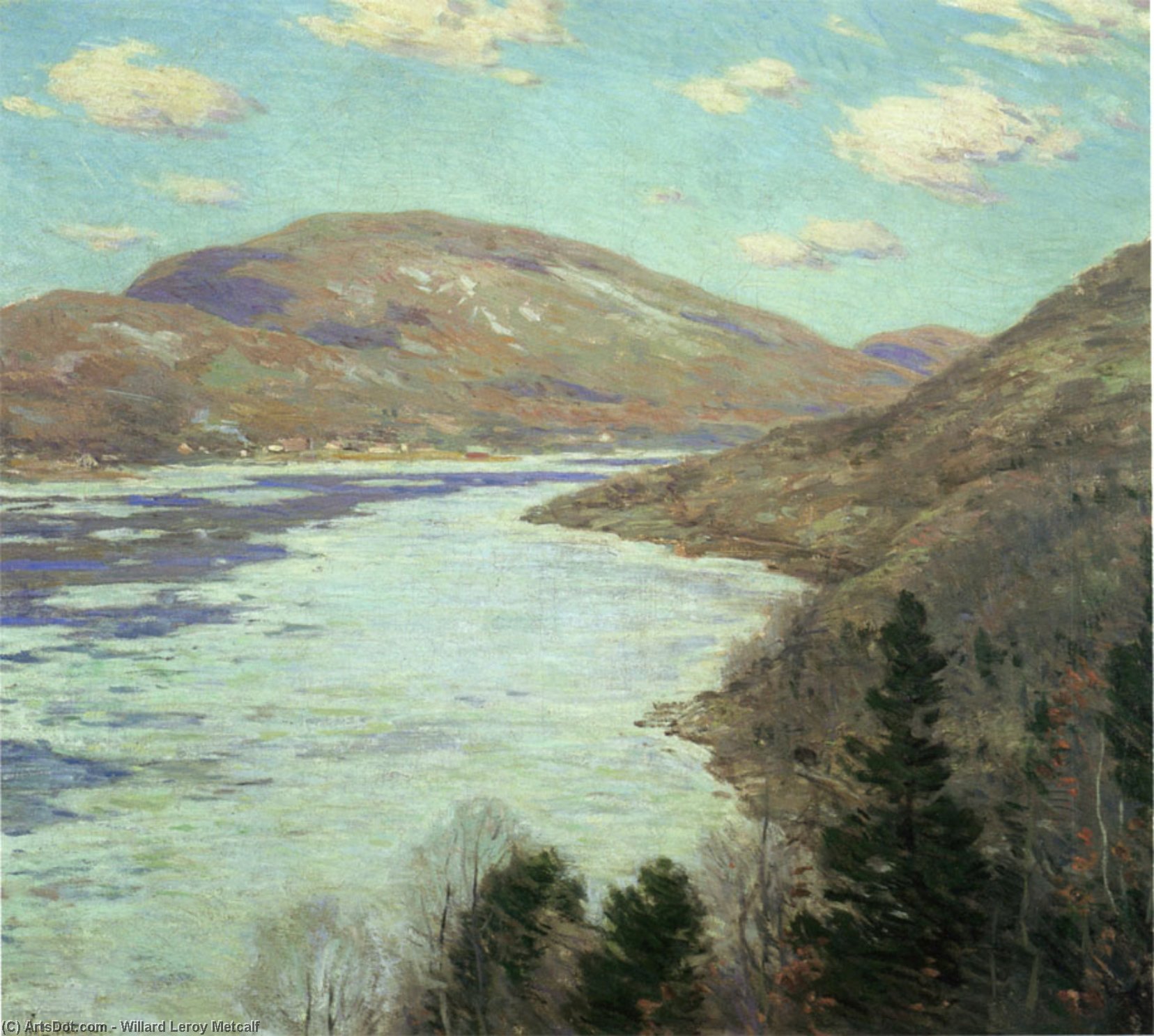 Wikioo.org - The Encyclopedia of Fine Arts - Painting, Artwork by Willard Leroy Metcalf - Hudson River in February