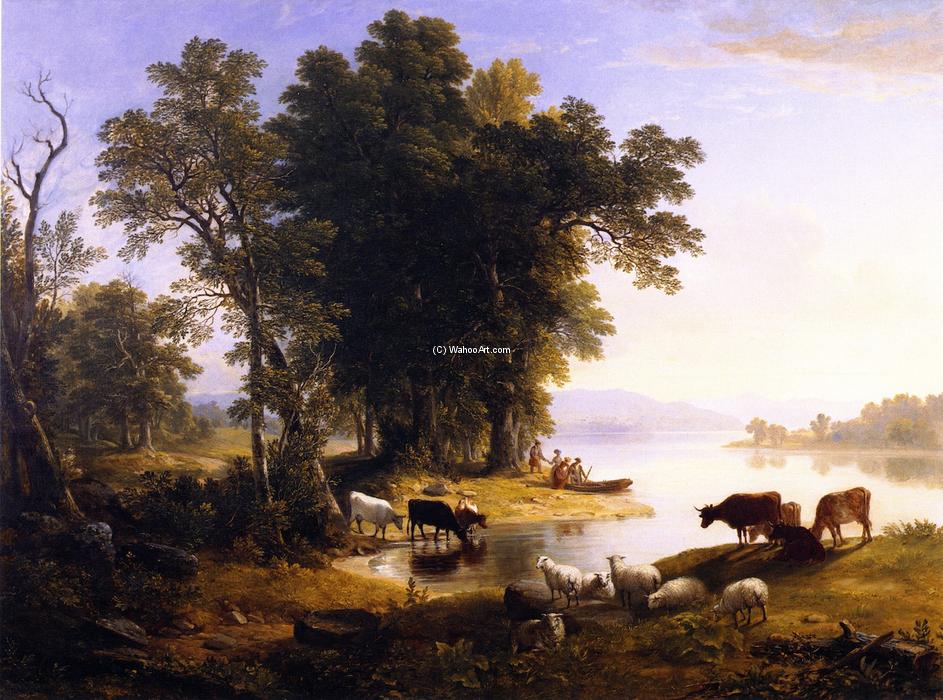 Wikioo.org - The Encyclopedia of Fine Arts - Painting, Artwork by Asher Brown Durand - Hudson River Looking Toward the Catskills