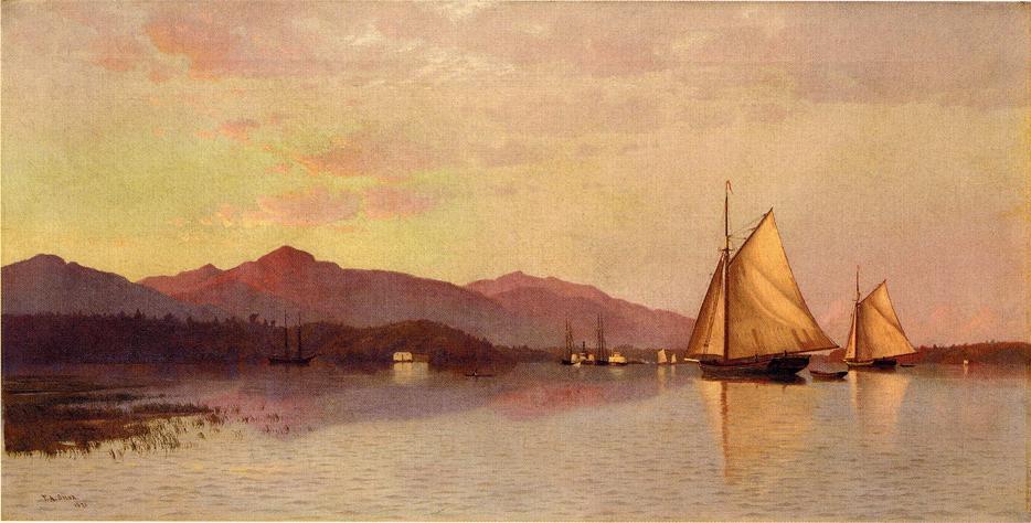 Wikioo.org - The Encyclopedia of Fine Arts - Painting, Artwork by Francis A Silva - The Hudson River Looking Toward the Catskills