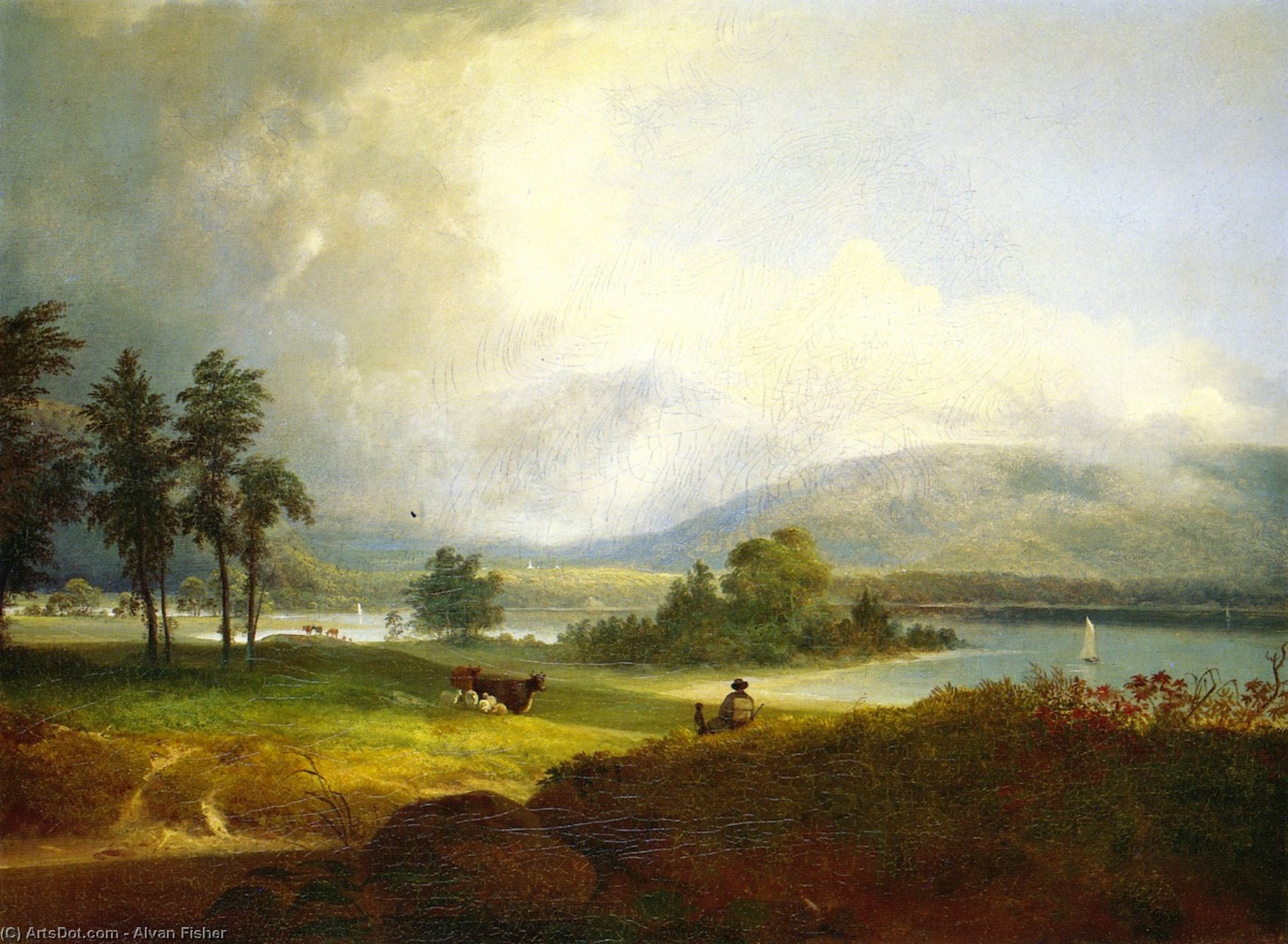 Wikioo.org - The Encyclopedia of Fine Arts - Painting, Artwork by Alvan Fisher - Hudson River near West Point