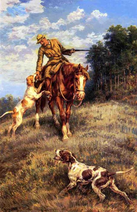 Wikioo.org - The Encyclopedia of Fine Arts - Painting, Artwork by Edmund Henry Osthaus - A Hunter and His Dogs