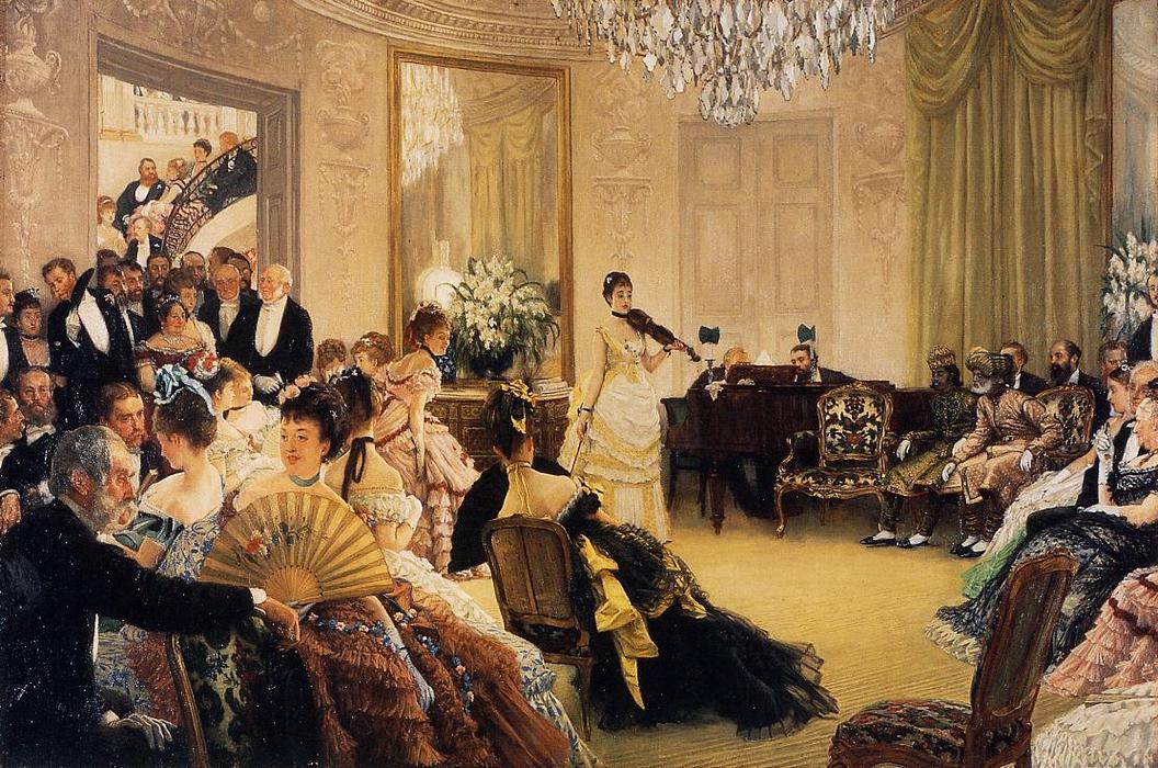 WikiOO.org - אנציקלופדיה לאמנויות יפות - ציור, יצירות אמנות James Jacques Joseph Tissot - Hush! (also known as The Concert)