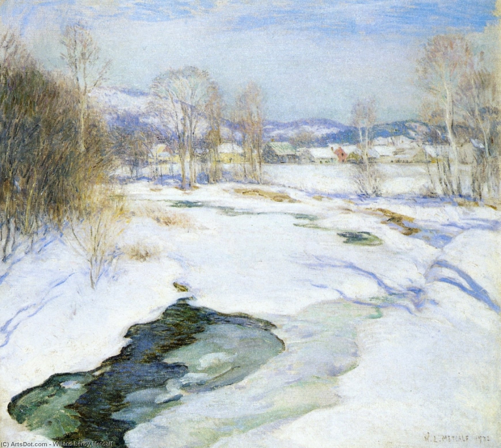 Wikioo.org - สารานุกรมวิจิตรศิลป์ - จิตรกรรม Willard Leroy Metcalf - Icebound Brook (also known as Winter's Mantle)
