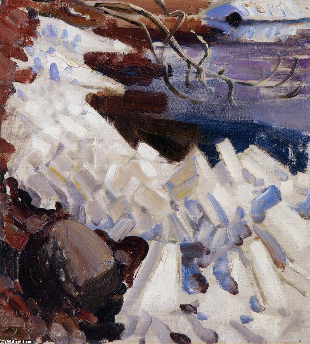 WikiOO.org - Encyclopedia of Fine Arts - Målning, konstverk Akseli Gallen Kallela - Ice Breaking on the Shores of Kalela