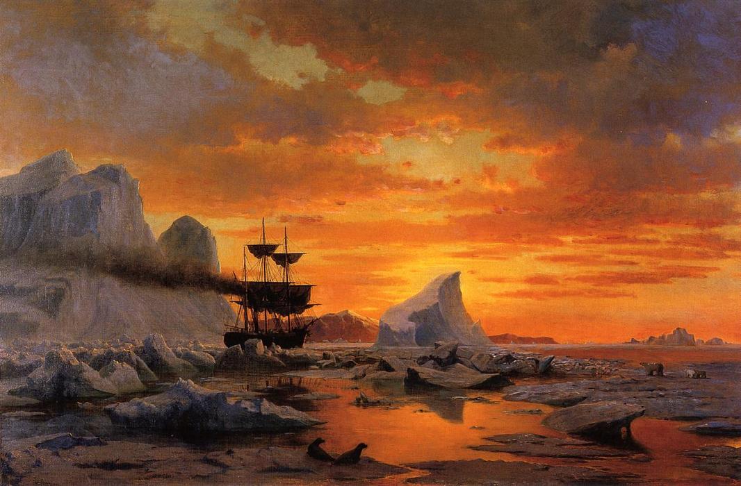 Wikioo.org - The Encyclopedia of Fine Arts - Painting, Artwork by William Bradford - Ice Dwellers, Watching the Invaders