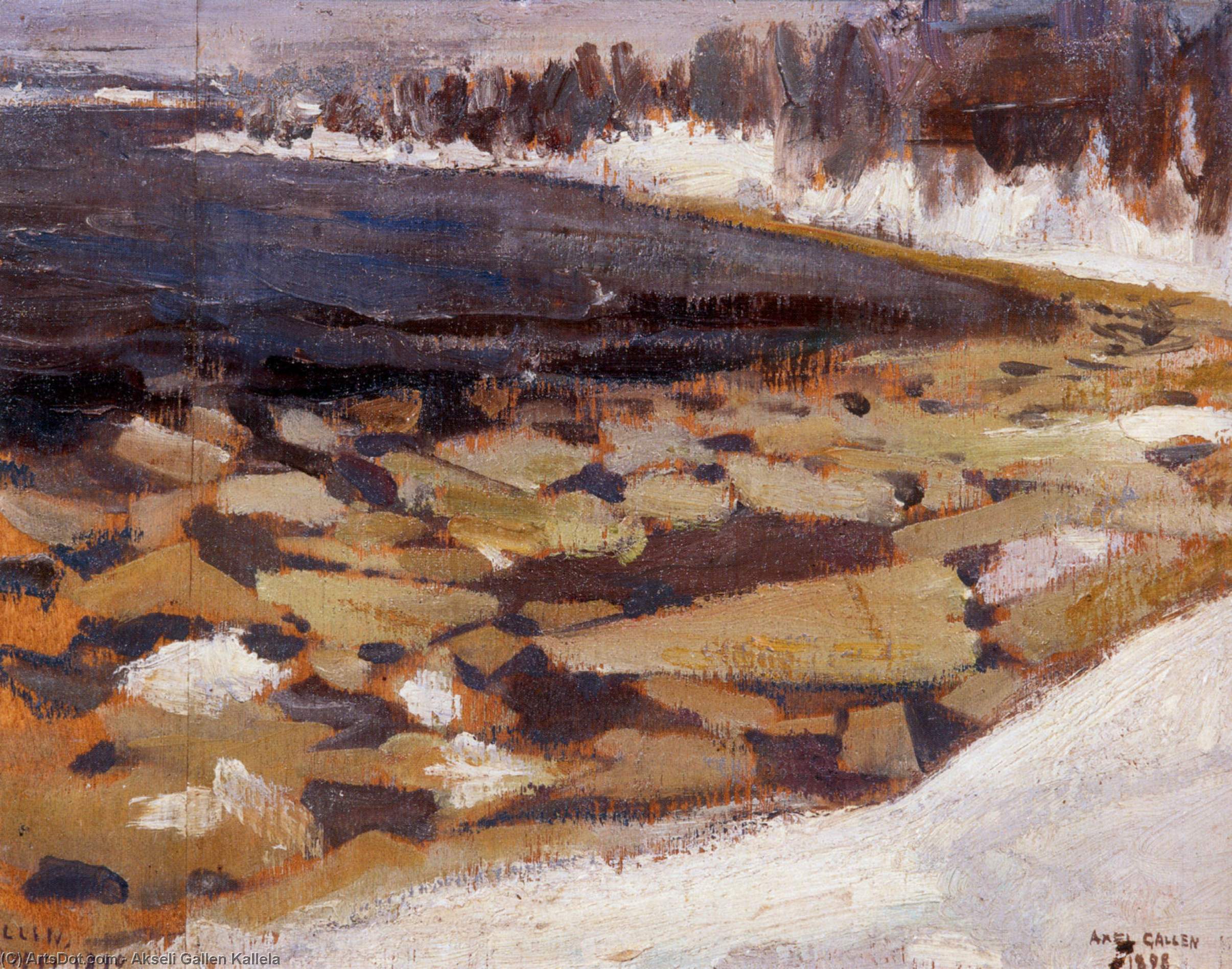 Wikioo.org - The Encyclopedia of Fine Arts - Painting, Artwork by Akseli Gallen Kallela - Ice Floes at Kalela's Shore