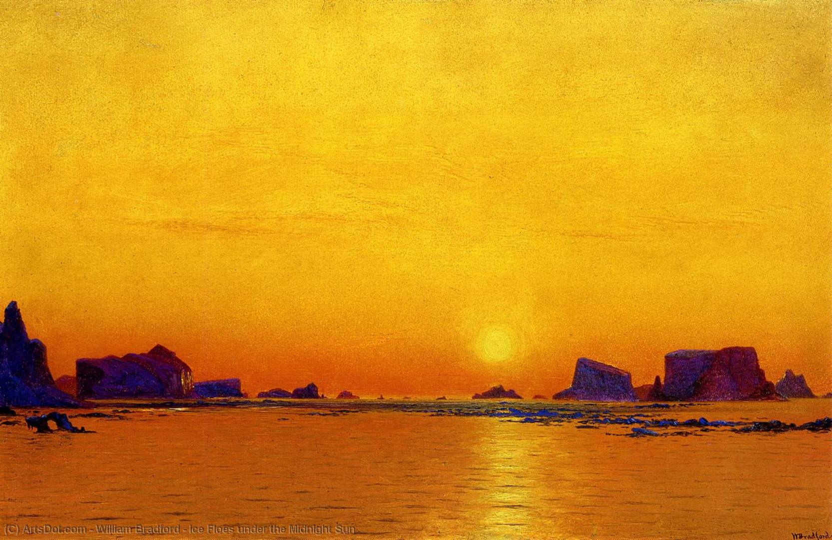 WikiOO.org - Encyclopedia of Fine Arts - Lukisan, Artwork William Bradford - Ice Floes under the Midnight Sun