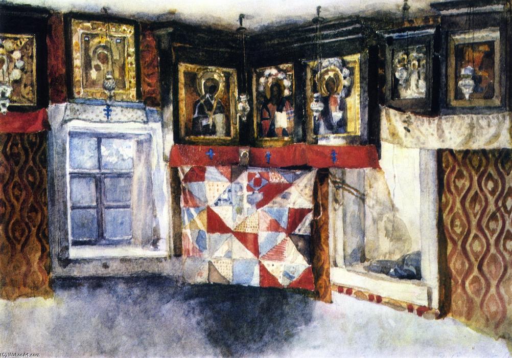 Wikioo.org - The Encyclopedia of Fine Arts - Painting, Artwork by Vasili Ivanovich Surikov - An Iconed Corner in a Peasant House