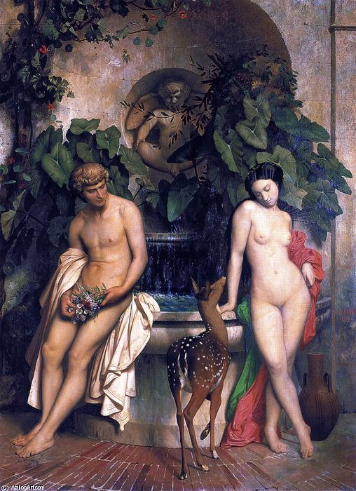 Wikioo.org - The Encyclopedia of Fine Arts - Painting, Artwork by Jean Léon Gérôme - The Idylle (also known as Daphnis and Chloe)