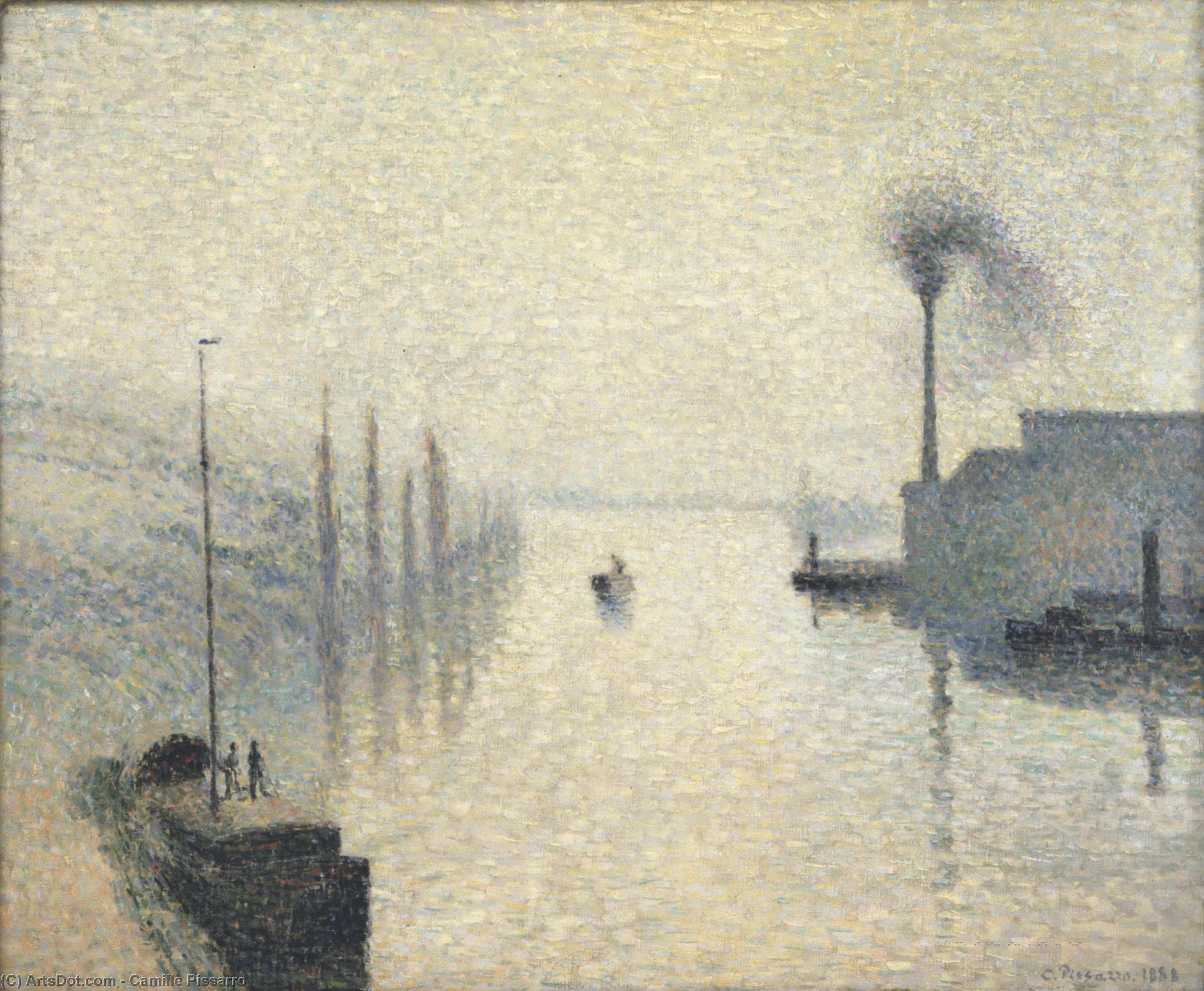 Wikioo.org – La Enciclopedia de las Bellas Artes - Pintura, Obras de arte de Camille Pissarro - ile lacruix , Rouen : efecto de la niebla