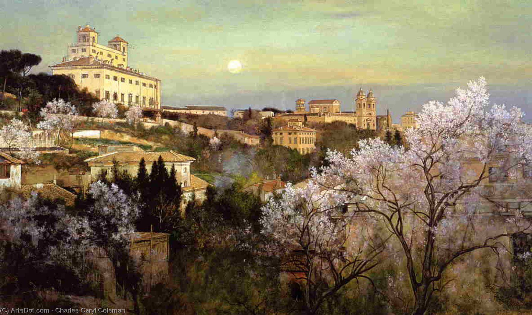 Wikioo.org – L'Encyclopédie des Beaux Arts - Peinture, Oeuvre de Charles Caryl Coleman - Il Pincio avec une vue de la Villa Médicis