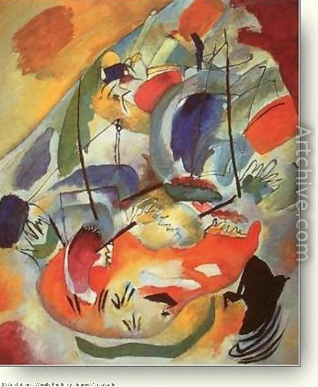 Wikioo.org – L'Encyclopédie des Beaux Arts - Peinture, Oeuvre de Wassily Kandinsky - Improviser 31 , bataille navale