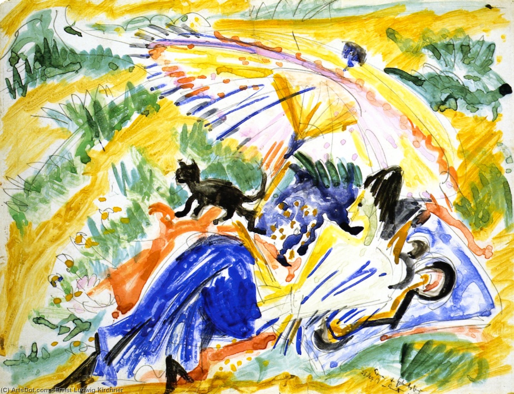 WikiOO.org - Encyclopedia of Fine Arts - Schilderen, Artwork Ernst Ludwig Kirchner - Im Sonnenbad