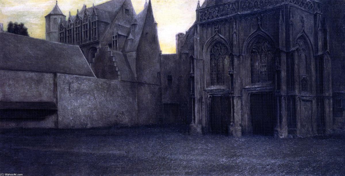 Wikioo.org - The Encyclopedia of Fine Arts - Painting, Artwork by Fernand Edmond Jean Marie Khnopff - In Bruges. A Portal
