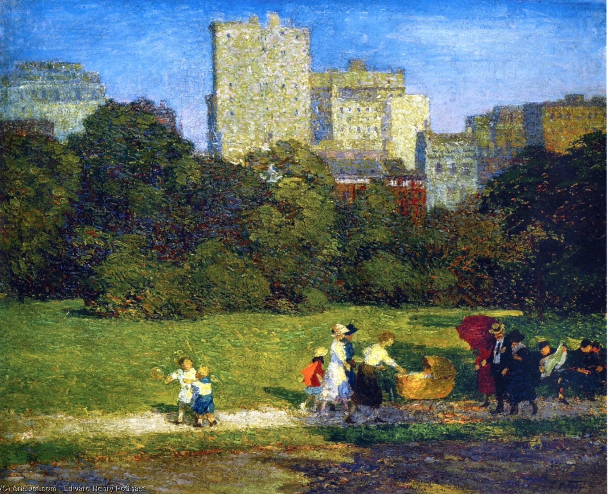Wikioo.org - The Encyclopedia of Fine Arts - Painting, Artwork by Edward Henry Potthast - In Central Park