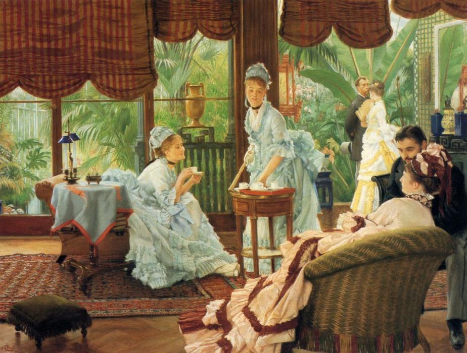 Wikioo.org - The Encyclopedia of Fine Arts - Painting, Artwork by James Jacques Joseph Tissot - In the Conservatory (also known as The Rivals)