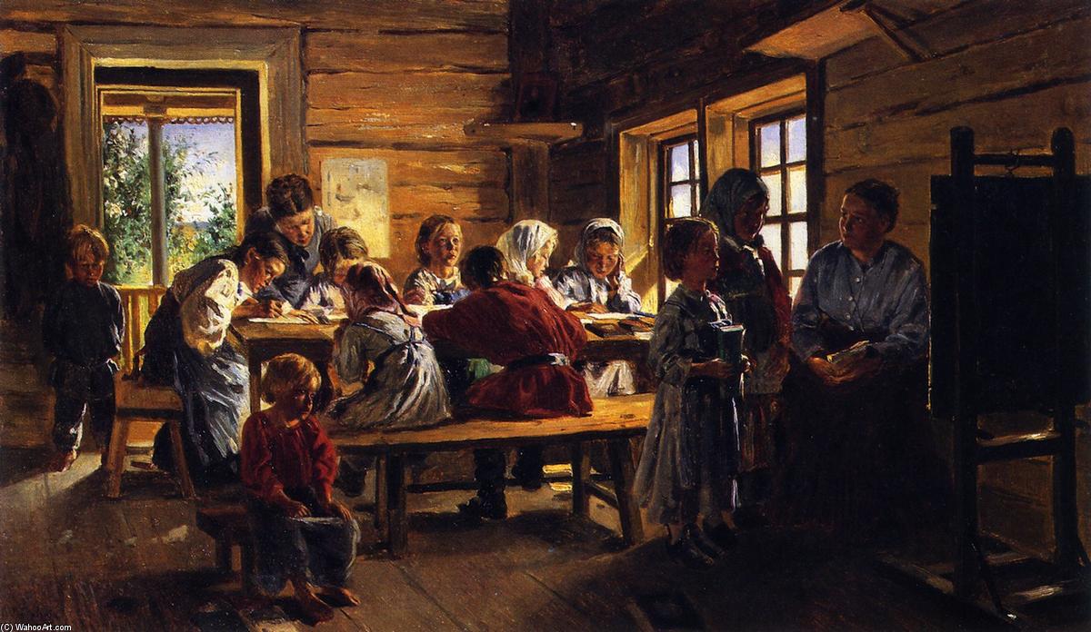 Wikioo.org - The Encyclopedia of Fine Arts - Painting, Artwork by Vladimir Yegorovich Makovsky - In a Country School