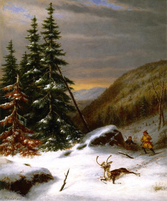 WikiOO.org - אנציקלופדיה לאמנויות יפות - ציור, יצירות אמנות Cornelius David Krieghoff - Indians Hunting a Caribou