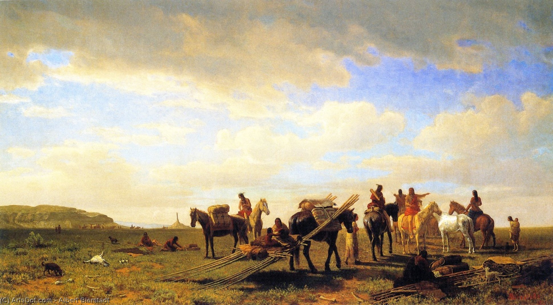 Wikioo.org - The Encyclopedia of Fine Arts - Painting, Artwork by Albert Bierstadt - Indians Traveling near Fort Laramie