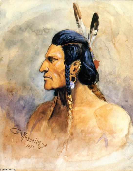Wikioo.org - The Encyclopedia of Fine Arts - Painting, Artwork by Charles Marion Russell - Indian Brave