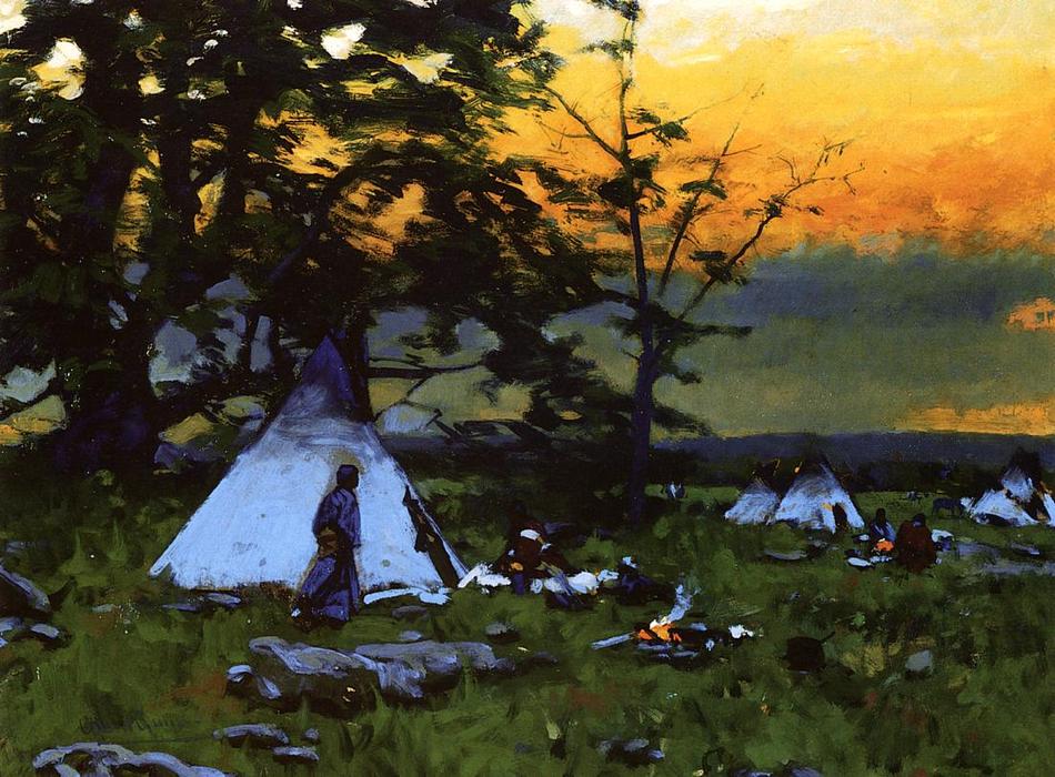 Wikioo.org - The Encyclopedia of Fine Arts - Painting, Artwork by William Gilbert Gaul - Indian Encampment, Montana