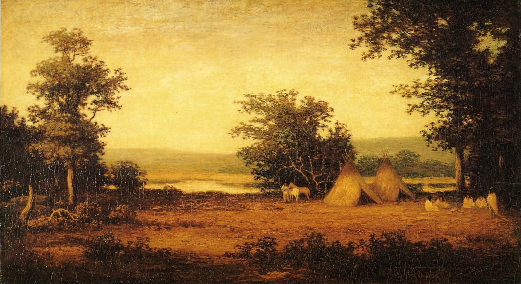 WikiOO.org - Encyclopedia of Fine Arts - Maľba, Artwork Ralph Albert Blakelock - Indian Encampment on the James River, North Dakota