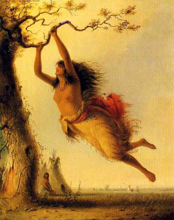 WikiOO.org - Encyclopedia of Fine Arts - Maľba, Artwork Alfred Jacob Miller - Indian Girl Swinging