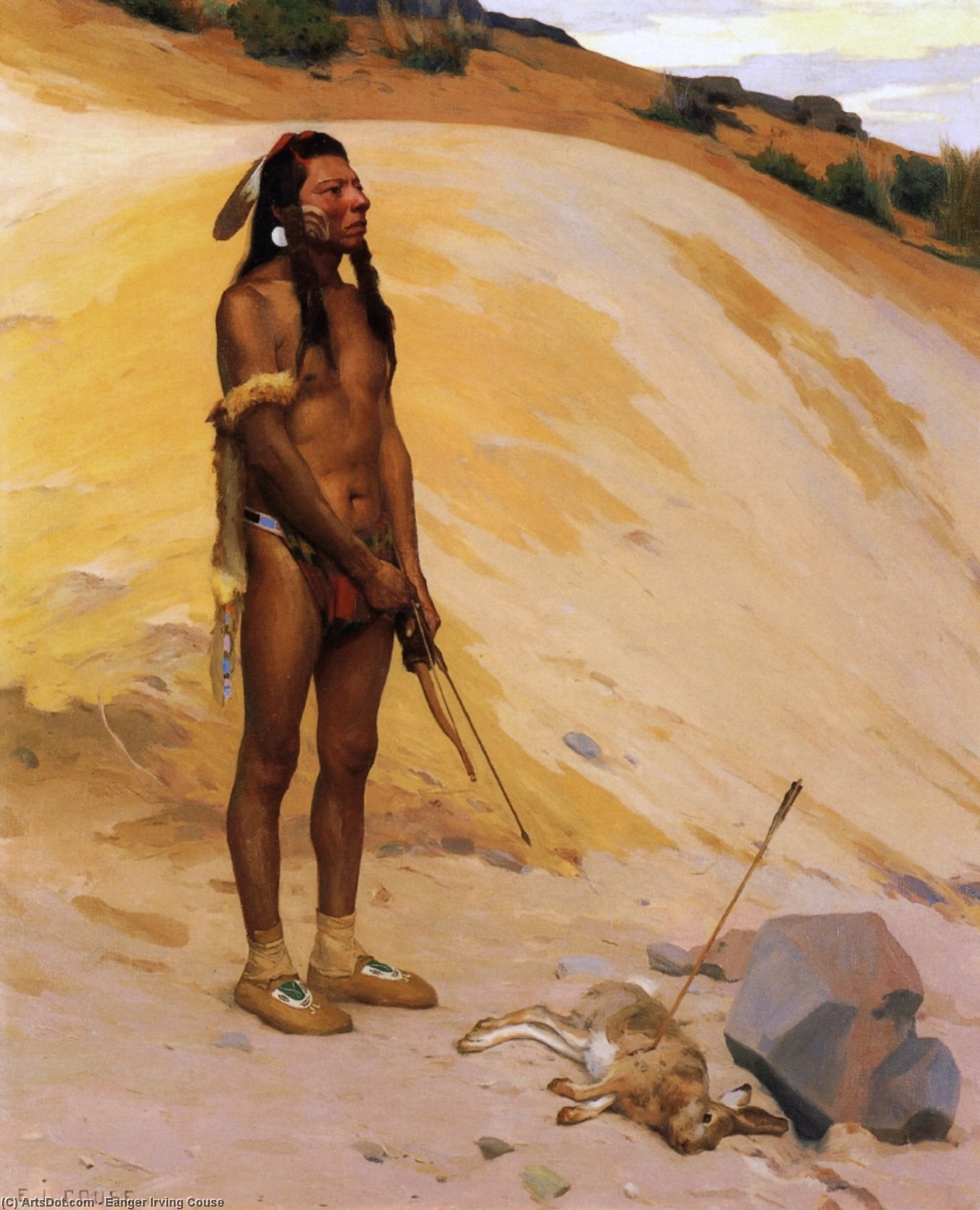 WikiOO.org - Encyclopedia of Fine Arts - Festés, Grafika Eanger Irving Couse - An Indian Hunter