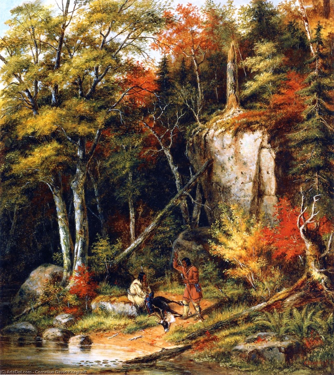 Wikioo.org – L'Enciclopedia delle Belle Arti - Pittura, Opere di Cornelius David Krieghoff - cacciatori indiane sul fiume st . Maurice Fiume