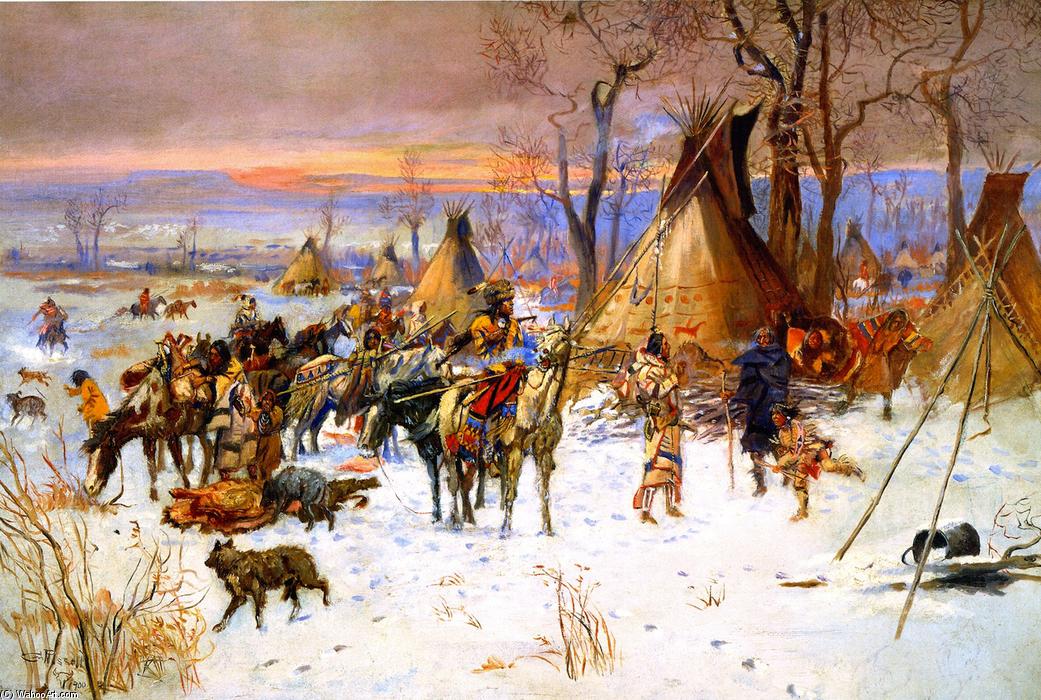 Wikioo.org - Bách khoa toàn thư về mỹ thuật - Vẽ tranh, Tác phẩm nghệ thuật Charles Marion Russell - Indian Hunters' Return