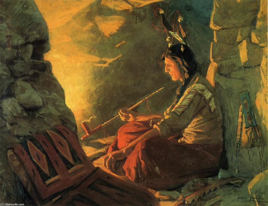 Wikioo.org - The Encyclopedia of Fine Arts - Painting, Artwork by William Gilbert Gaul - Indian Meditation